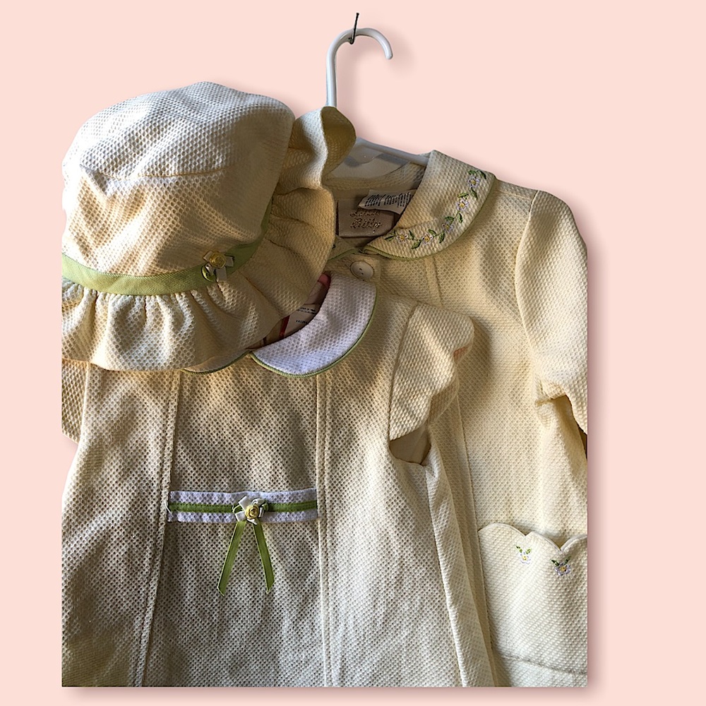 Girls Yellow Dress Vintage Style w/ floral embroider